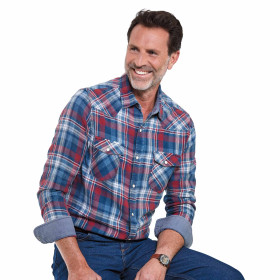 Chemise Carreaux Illinois, Encolure : 39/40, Couleur : Bleu, par l’Homme Moderne.