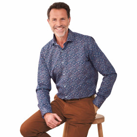 Chemise asturies, Encolure : 37/38, Couleur : Marine, par l’Homme Moderne.