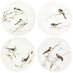 Les quatre assiettes à dessert “ Oiseaux de la forêt ”