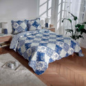 Couvre-lit patchwork Bleu Giverny + 2 taies OFFERTES