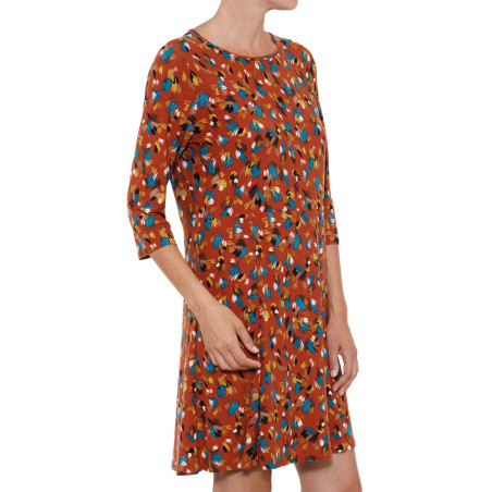 Robe infroissable "plumes"