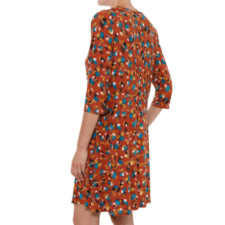 Robe infroissable "plumes"