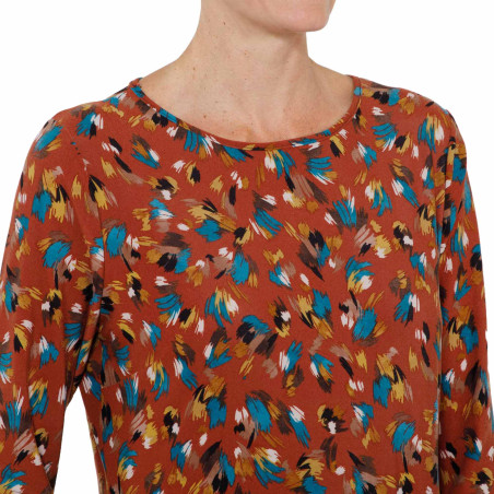 Robe infroissable "plumes"