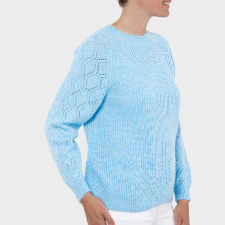 Pull maille ajourée Azur