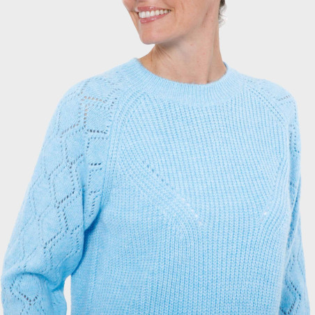 Pull maille ajourée Azur