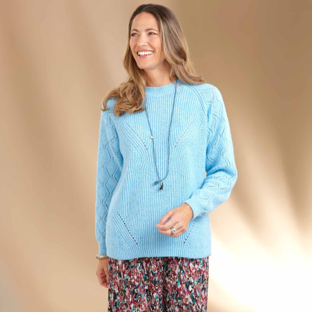 Pull maille ajourée Azur