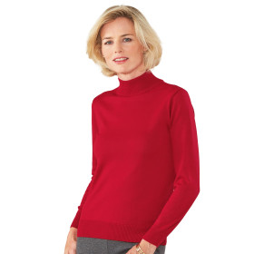Pull mérinos à col cheminée - les 3, Taille : 42/44, Couleur : Écru/Noir/Rouge, par l’Homme Moderne.