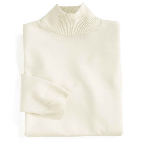 Pull mérinos à col cheminée, Taille : 42/44, Couleur : Écru, par l’Homme Moderne.
