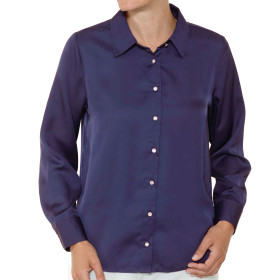 Chemisier satin Éloïse, Taille : 38/40, Couleur : Marine, par l’Homme Moderne.