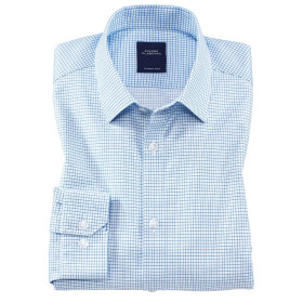 Chemise héritage sans repassage carreaux, Encolure : 47/48, Couleur : Bleu, par l’Homme Moderne.