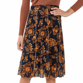 Jupe voile fleurs d’automne, Taille : 38/40, Couleur : Noir, par l’Homme Moderne.