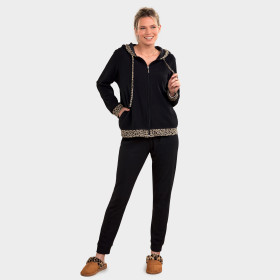 Ensemble détente Léopard, Taille : 38/40, Couleur : Noir, par l’Homme Moderne.