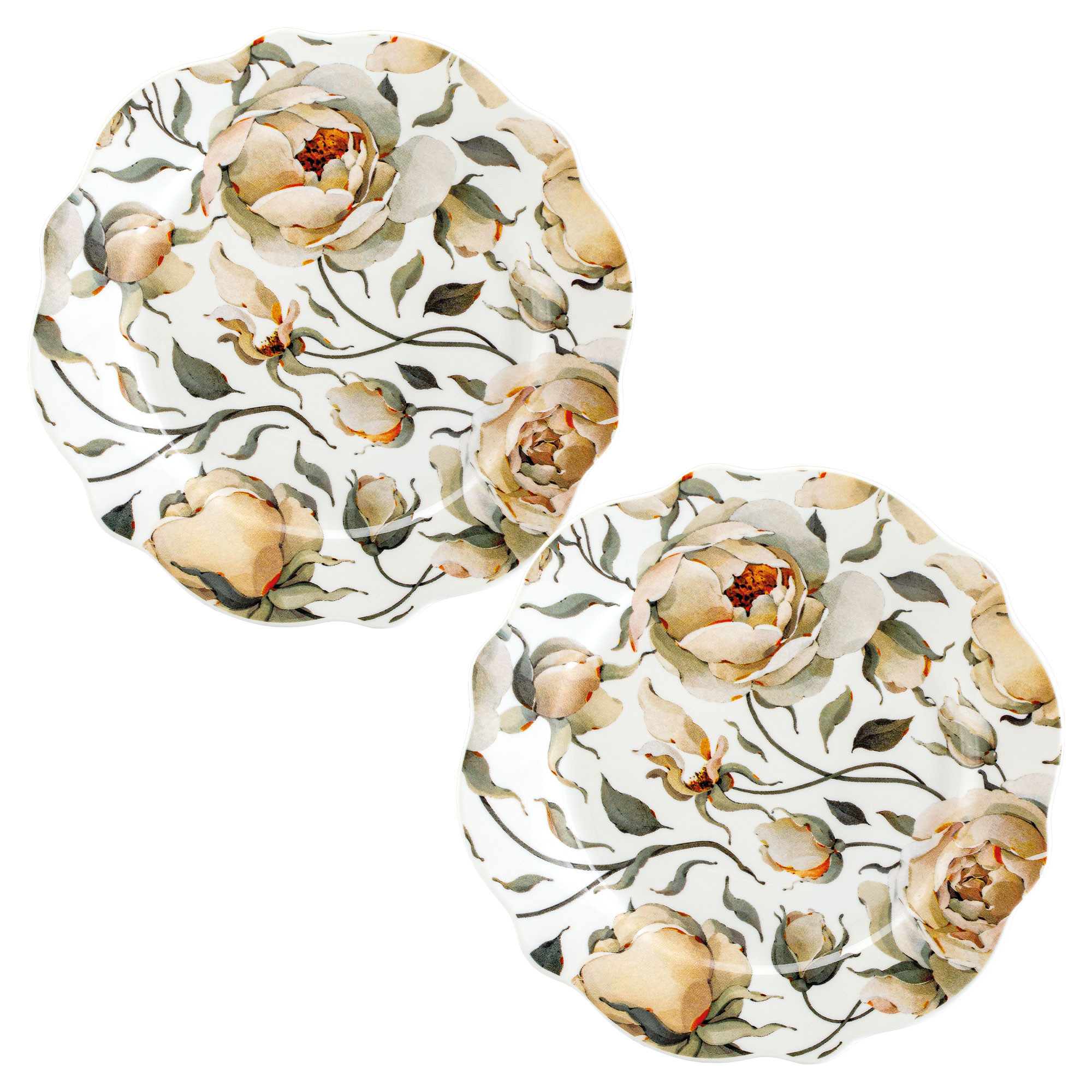 Les deux assiettes à dessert roses anglaises