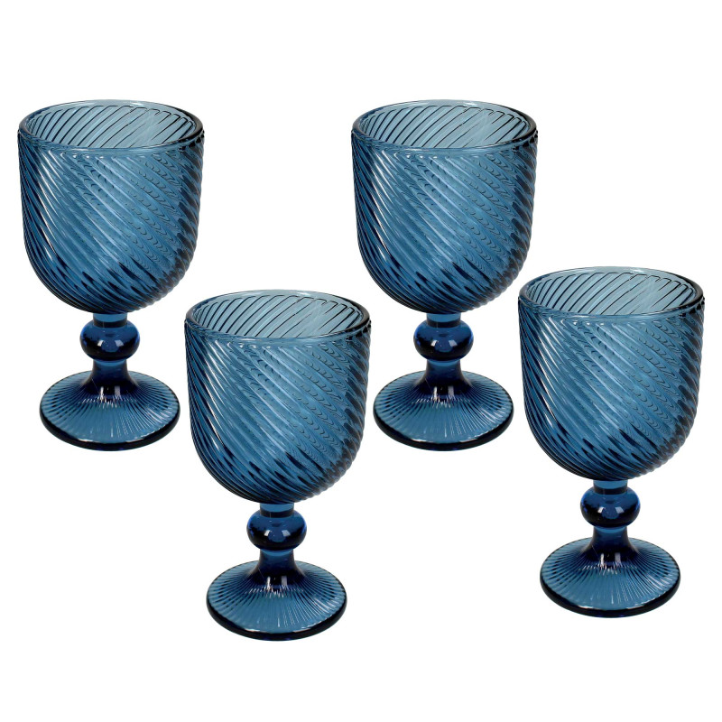 Les 4 verres à pied bleus