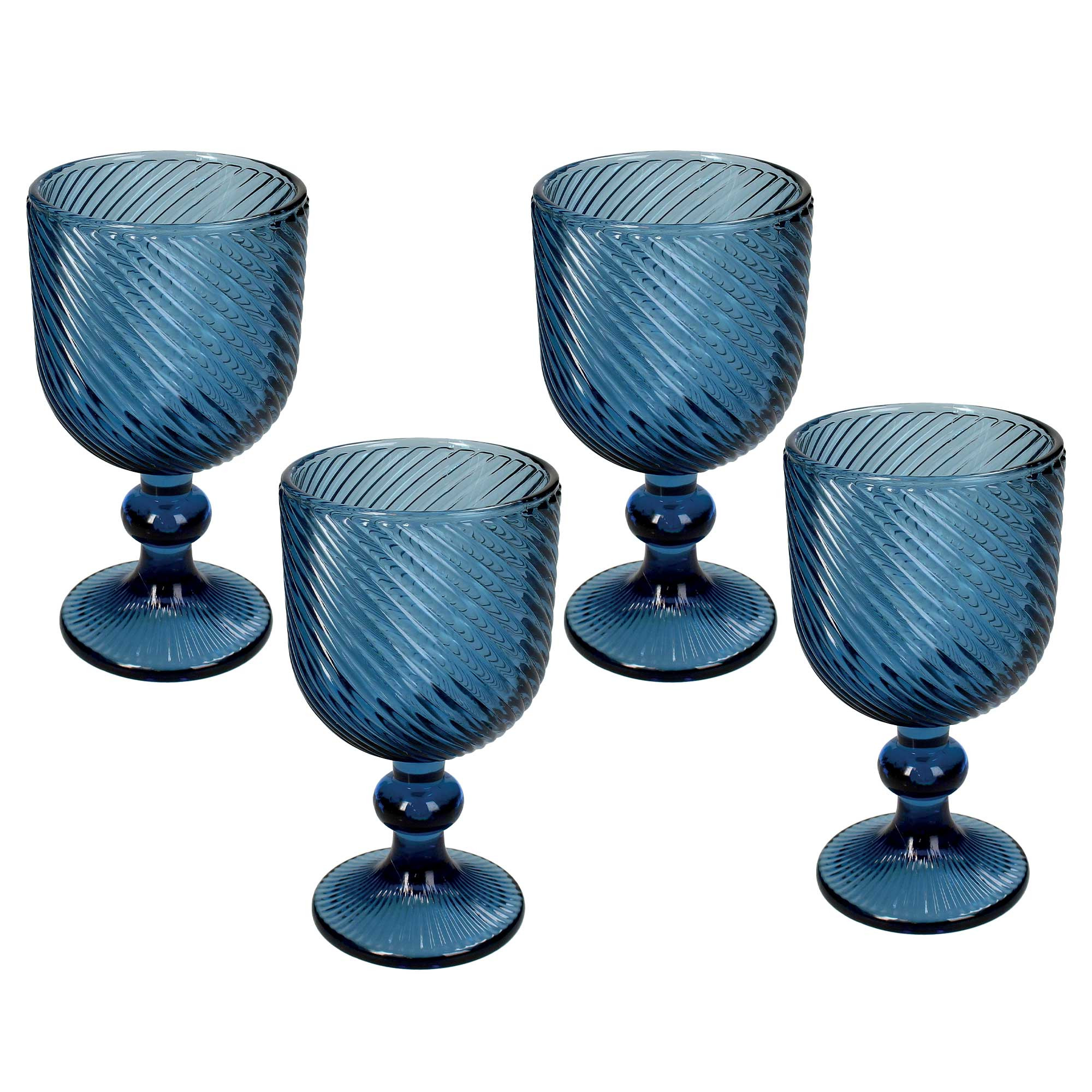 Les 4 verres à pied bleus