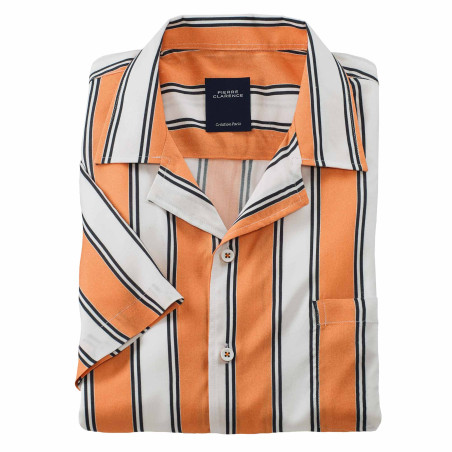 Chemisette droite viscose rayée col bowling