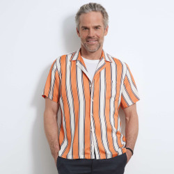 Chemisette droite viscose rayée col bowling