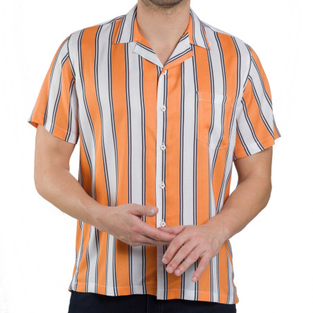 Chemisette droite viscose rayée col bowling