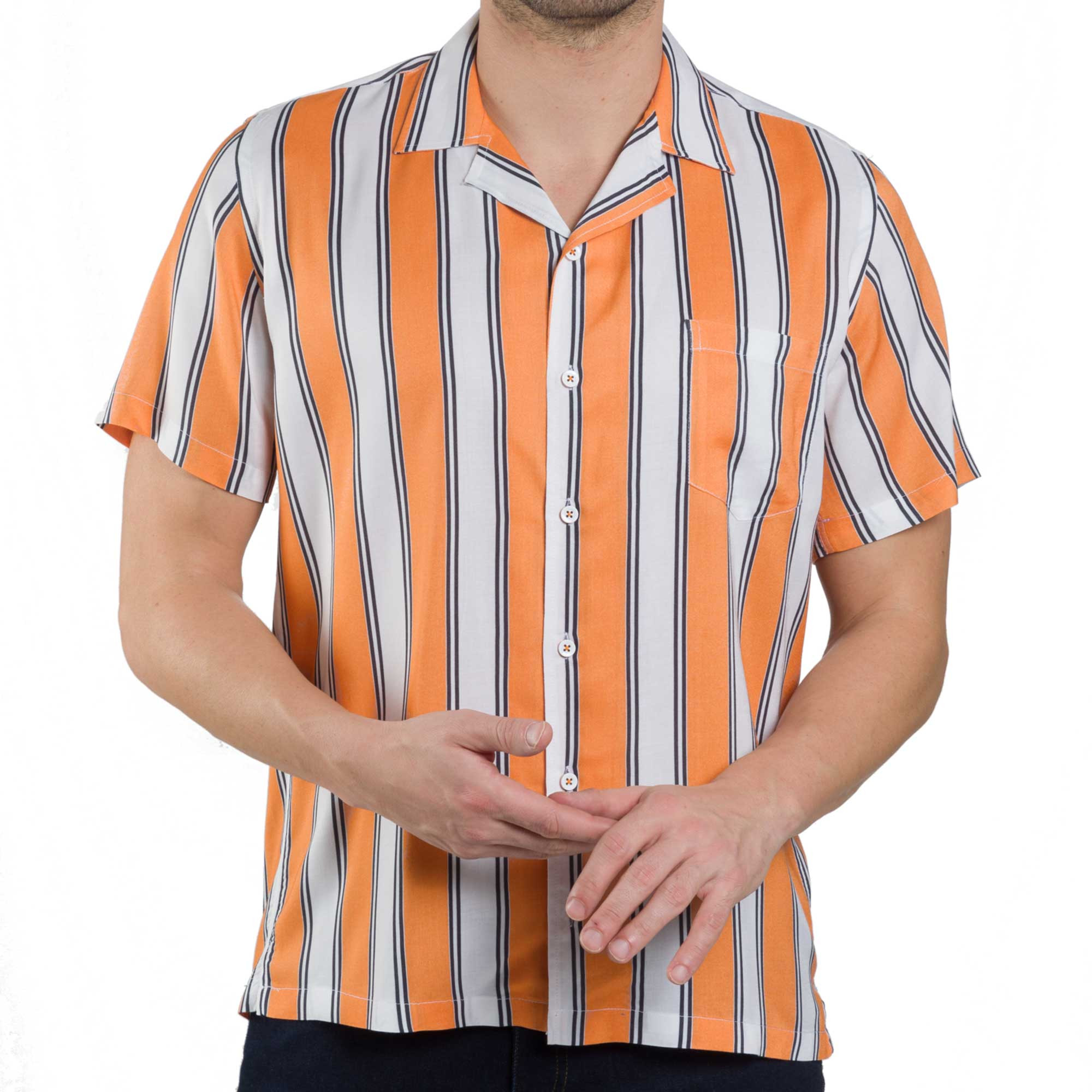 Chemisette droite viscose rayée col bowling