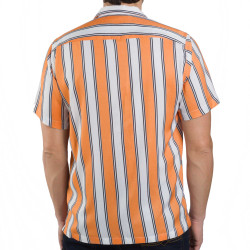 Chemisette droite viscose rayée col bowling