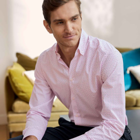 Chemise droite imprimé micro motif col boutonné