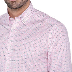 Chemise droite imprimé micro motif col boutonné