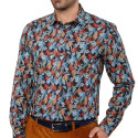 Chemise droite popeline imprimé floral col semi-italien