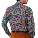 Chemise droite popeline imprimé floral col semi-italien