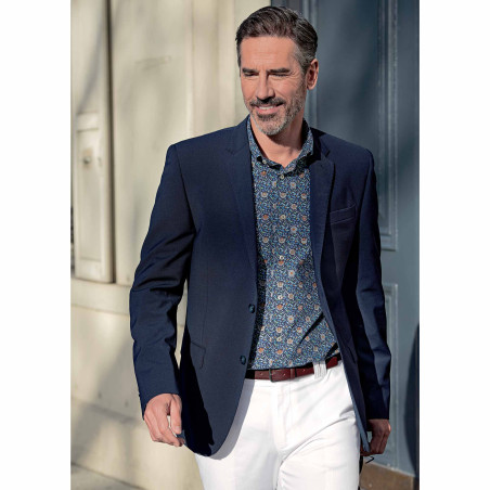 Chemise droite coton imprimée Corfou col boutonné