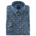 Chemise droite coton imprimée Corfou col boutonné