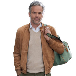 Blouson Teddy en cuir velours