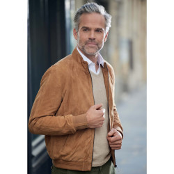 Blouson Teddy en cuir velours
