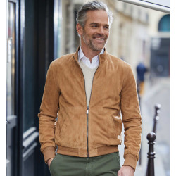 Blouson Teddy en cuir velours