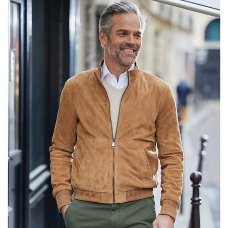 Blouson Teddy en cuir velours