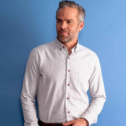 Chemise droite coton imprimé triangle col boutonné