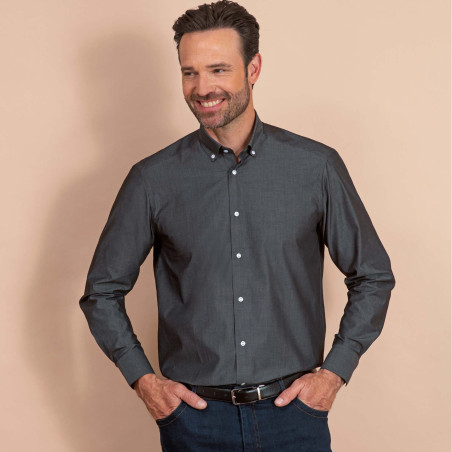 Chemise droite coton col boutonné