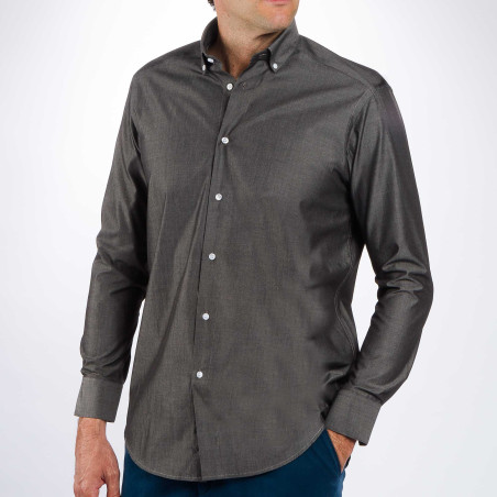 Chemise droite coton col boutonné