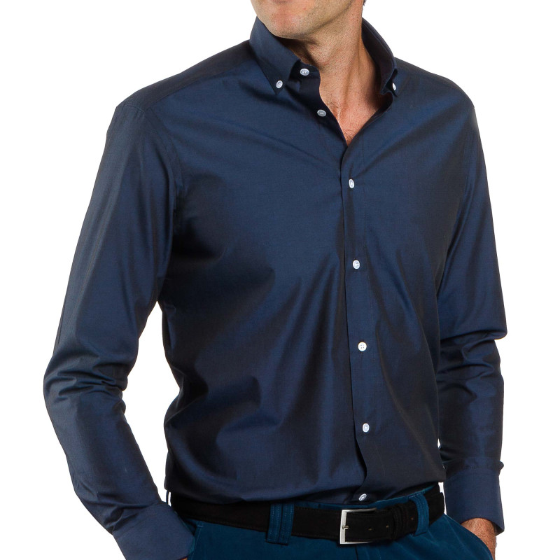 Chemise droite coton col boutonné