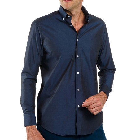 Chemise droite coton col boutonné