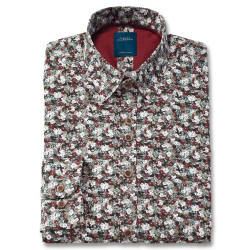 Chemise droite popeline imprimée col boutonnage caché