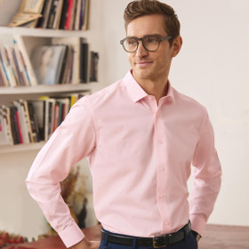 Chemise sans repassage droite popeline col semi-italien