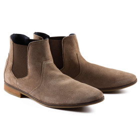 Boots cuir velours, Pointure : 41, Couleur : Taupe, par l’Homme Moderne.