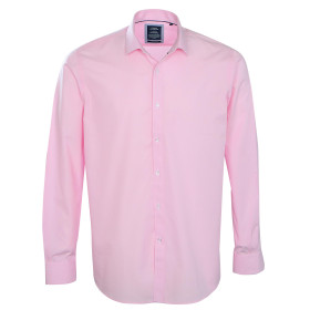Chemise sans repassage ajustée fil à fil col semi-italien, Encolure : 37/38, Couleur : Rose, par l’Homme Moderne.