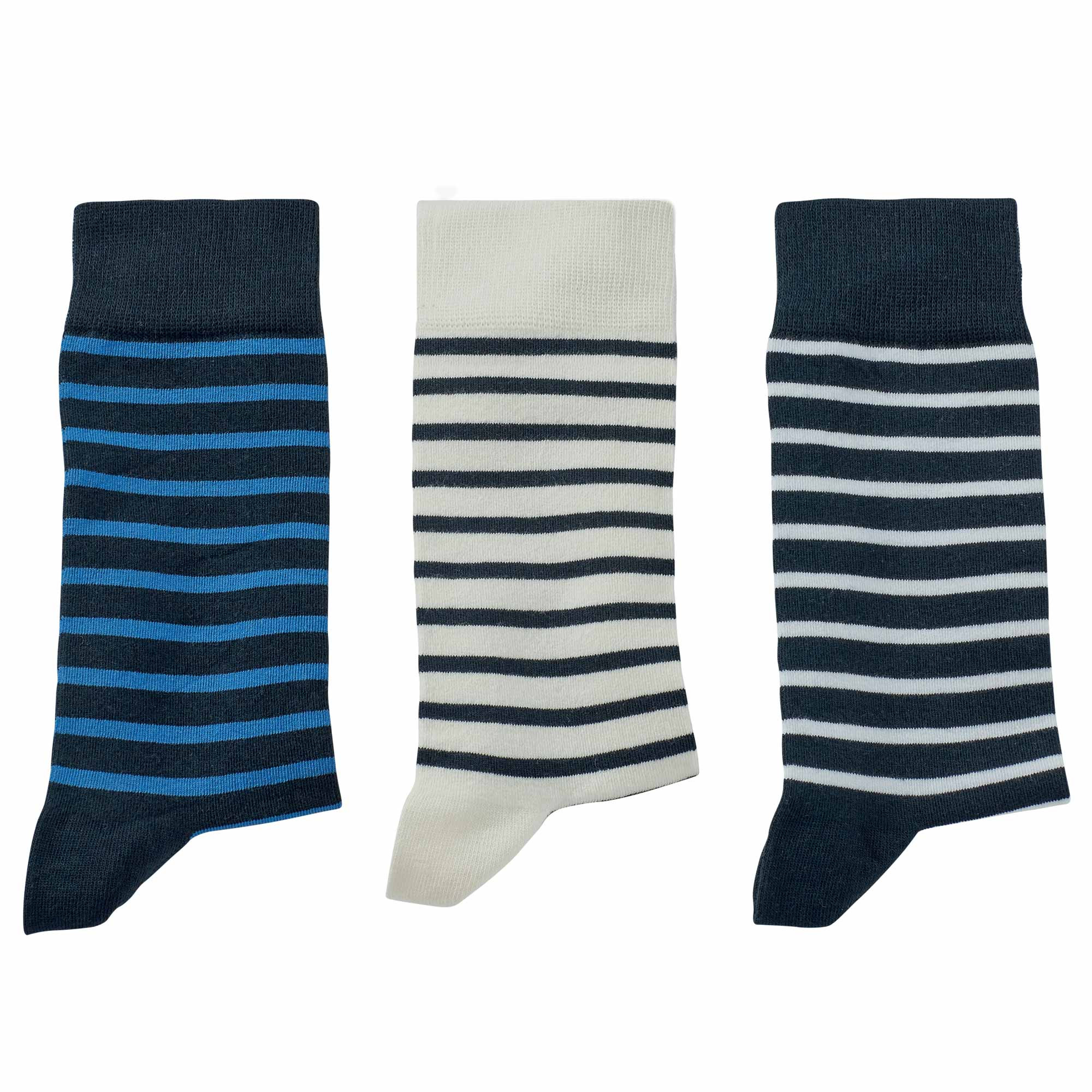 Chaussettes coton rayées - les 3 paires
