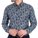 Chemise droite chambray imprimée col boutonnage caché