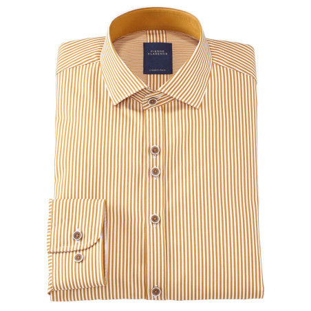 Chemise droite coton rayée col italien