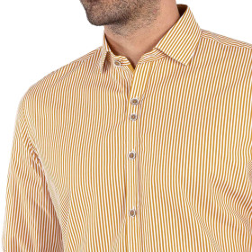 Chemise droite coton rayée col italien (4)