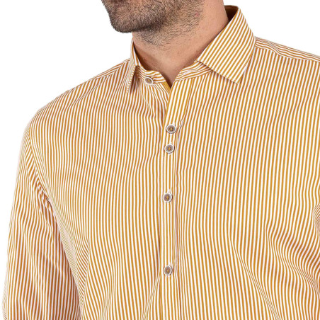 Chemise droite coton rayée col italien