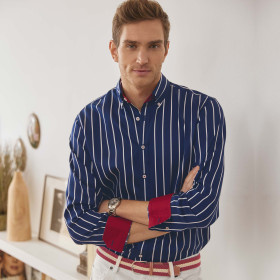 Chemise droite rayure nautique col boutonné (2)