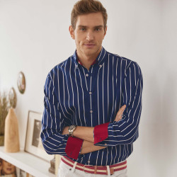 Chemise droite rayure nautique col boutonné